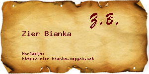 Zier Bianka névjegykártya